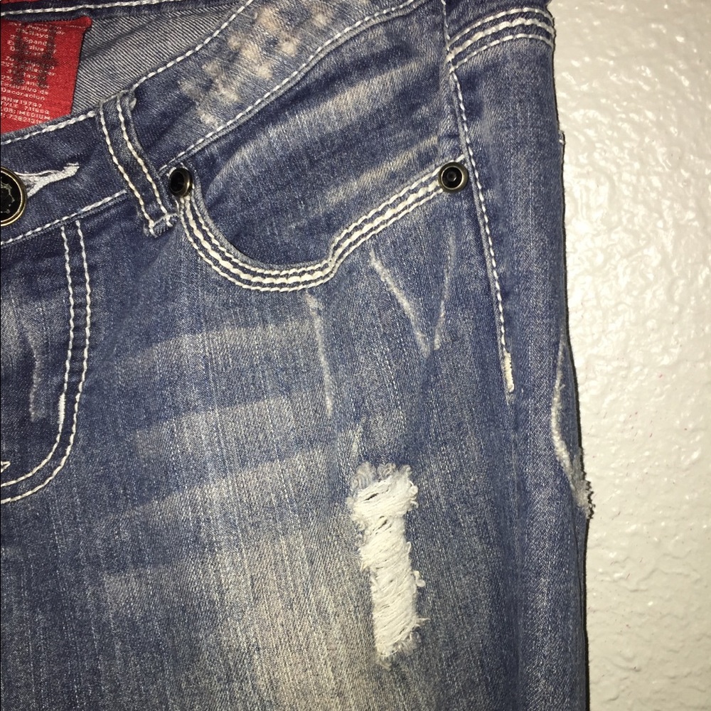 Red Rivet Ripped Jeans - Picture 4 of 7